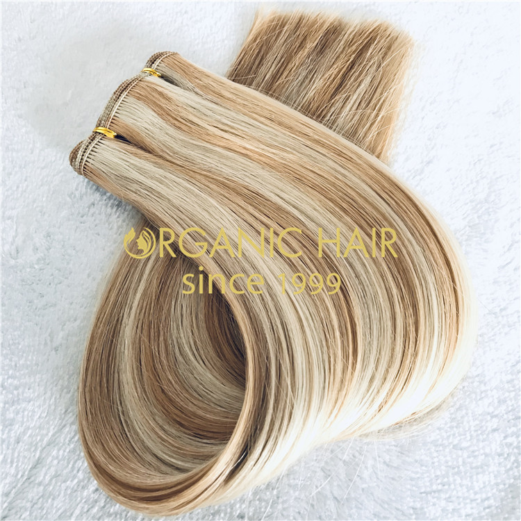 Custom piano hand tied extensions:full cuticle hair H177